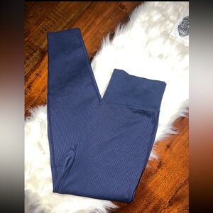 PINK Active Ribbed Seamless V-Waist High-Rise Leggings Navy Blue